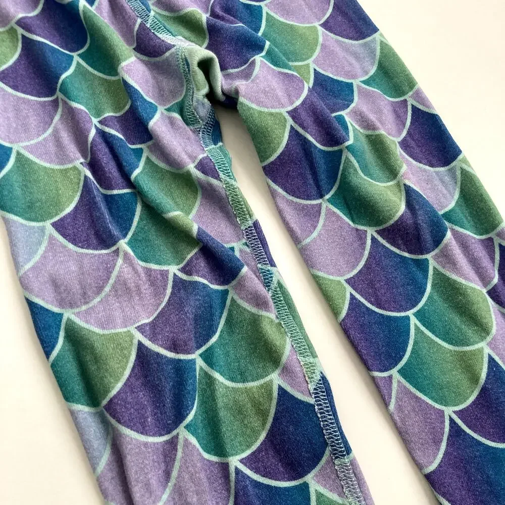 Hanna Andersson Mermaid Scales Long John Pajamas - Purple Green Blue - 4 or 100